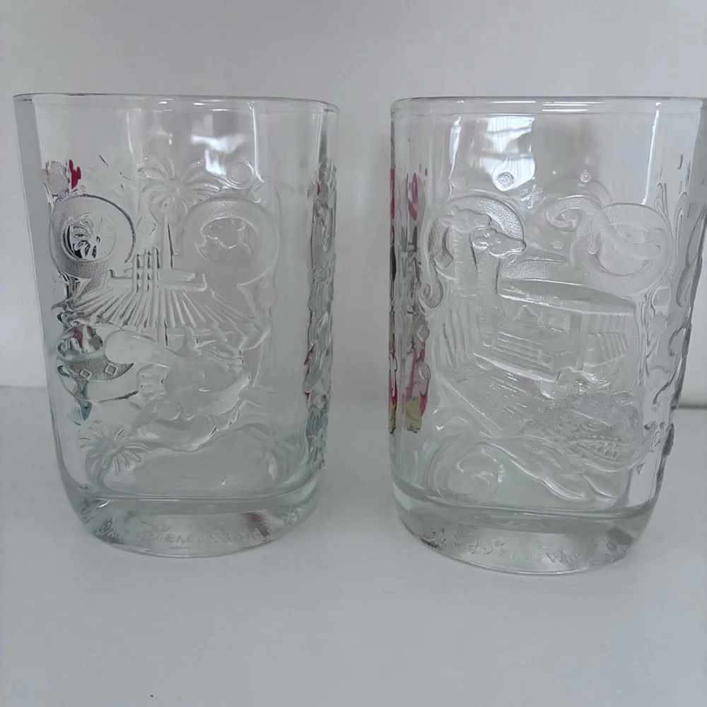 Set of 2 Vintage Disney Millenium 2000 Walt Disney World Commemorative Glasses